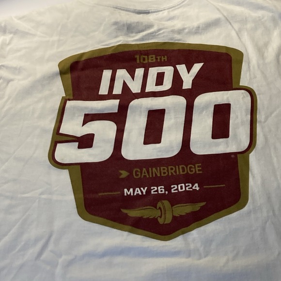 Indy 500 T-Shirt 108th Running Event Men's Size Large White New w/ Tags Nascar - Picture 3 of 5